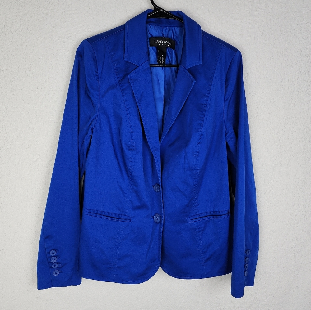 LANE BRYANT Royal Blue Cotton Blazer 16